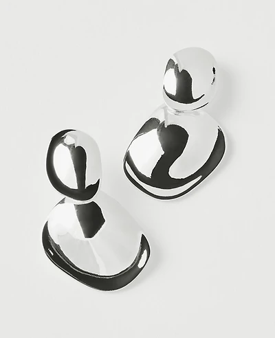 Ann Taylor Textured Metal Double Drop Earrings Silvertone Women's