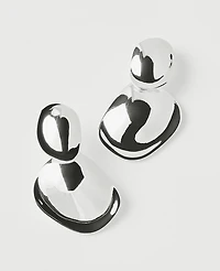 Ann Taylor Textured Metal Double Drop Earrings Silvertone Women's