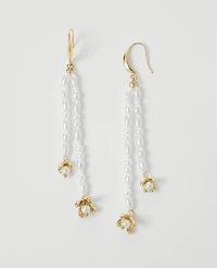 Ann Taylor Pearlized Double Tassel Drop Earrings Ivory Women's