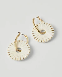 Ann Taylor Straw Wrapped Circle Drop Earrings Ivory Women's