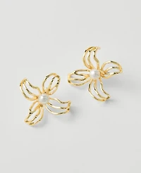 Ann Taylor Floral Metal Wire Stud Earrings Goldtone Women's