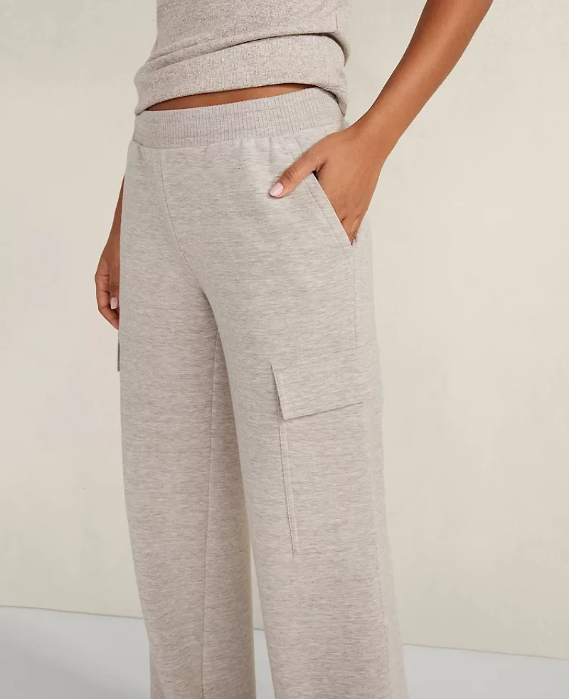 Ann Taylor Haven Well Within Fleece Cargo Pocket Pants Size Medium Stone Taupe Women's