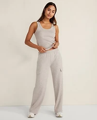 Ann Taylor Haven Well Within Fleece Cargo Pocket Pants Size Medium Stone Taupe Women's