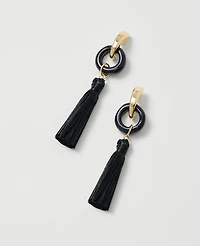 Ann Taylor Raffia Tassel Drop Earrings Black Women's