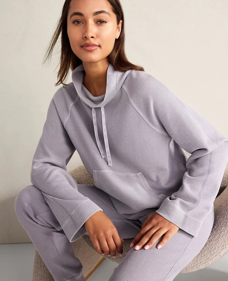 Ann Taylor Haven Well Within Garment-Dyed Organic Cotton Waffle Knit Pullover Size XS Minimal Grey Women's