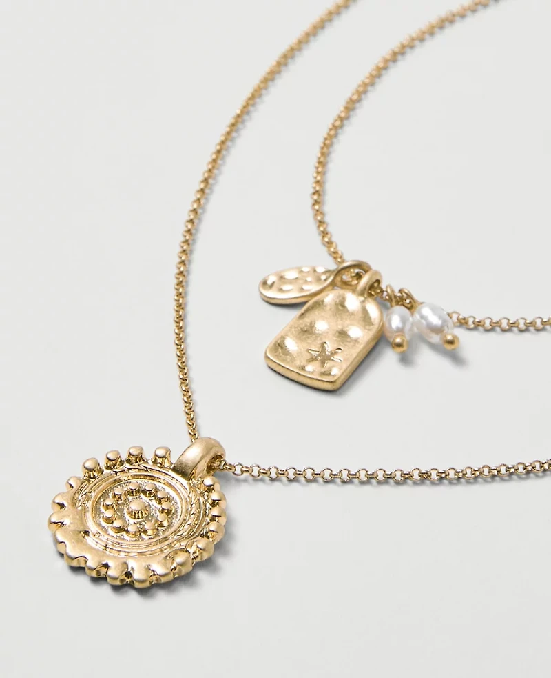 Ann Taylor Layered Charm Necklace Goldtone Women's