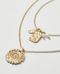 Ann Taylor Layered Charm Necklace Goldtone Women's