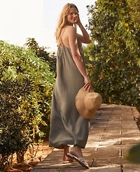 Ann Taylor Haven Well Within Organic Cotton Gauze V-Neck Midi Dress Women's