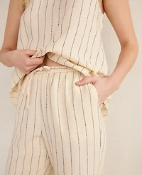 Ann Taylor Haven Well Within Linen Blend Dobby Stripe Pants Ivory Women's