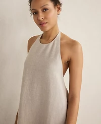 Ann Taylor Haven Well Within Linen Halter Midi Dress Oatmeal Women's