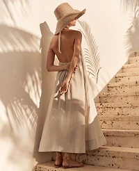 Ann Taylor Haven Well Within Linen Halter Midi Dress Oatmeal Women's