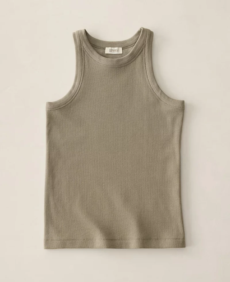Ann Taylor Haven Well Within Essential Organic Cotton Racerback Tank Top Vetiver-Haven Women's