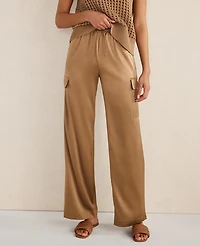 Ann Taylor Haven Well Within Washable Silk Cargo Pants Size Medium Light Stone Women's