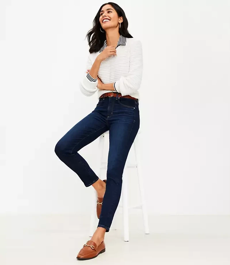 Petite Curvy High Rise Skinny Jeans Classic Dark Indigo Wash