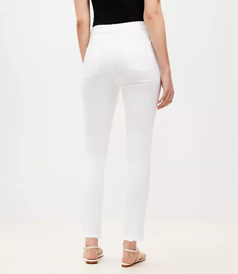 Frayed High Rise Skinny Jeans White