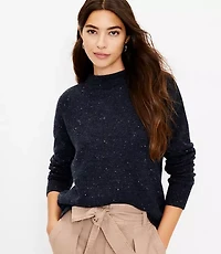 Petite Flecked Mock Neck Tunic Sweater
