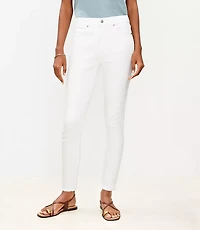 Petite Frayed High Rise Skinny Jeans White