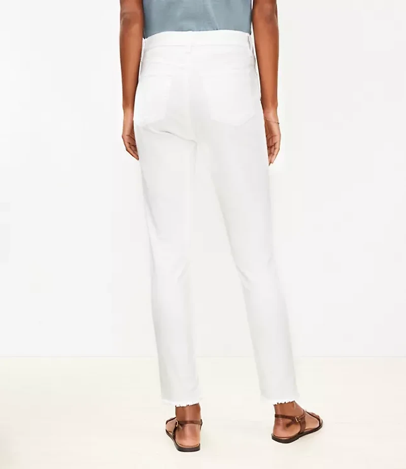 Petite Frayed High Rise Skinny Jeans White