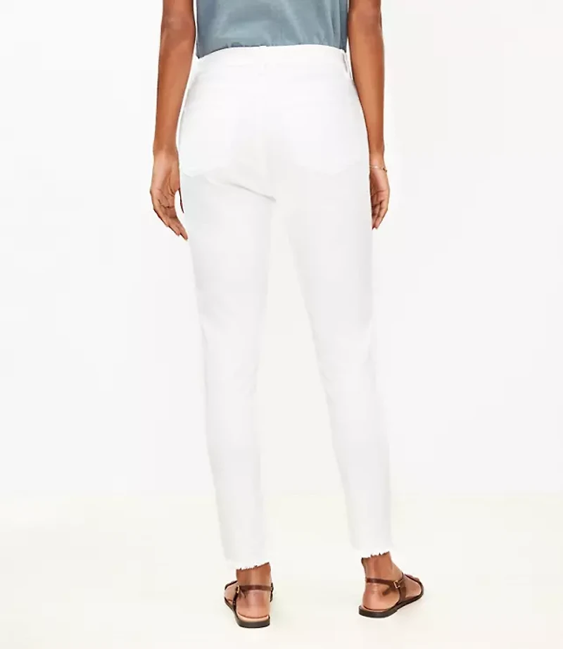 Petite Curvy High Rise Frayed Skinny Jeans White