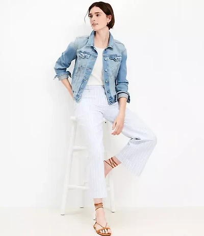 Petite Denim Trucker Jacket in Light Mid Indigo Wash