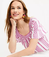 Petite Striped Square Neck Top