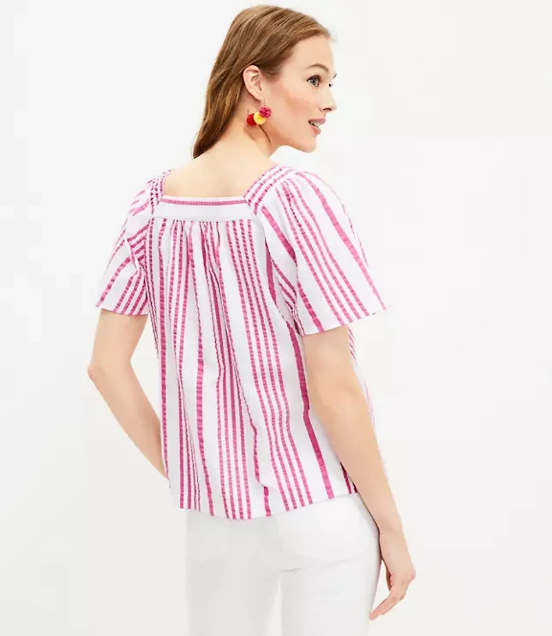 Petite Striped Square Neck Top