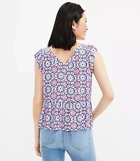 Petite Mosaic Flutter Peplum Top