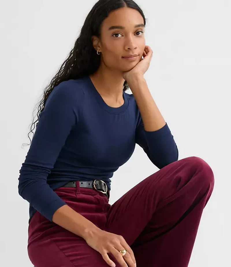 Petite Long Sleeve Crew Neck Tee