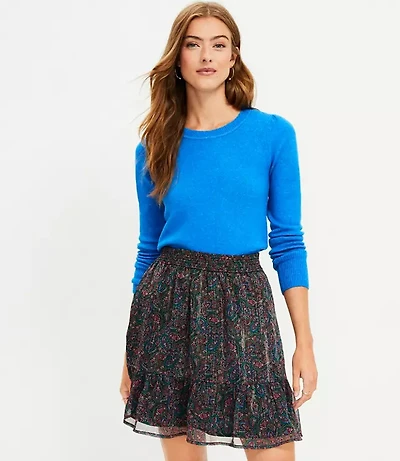 Petite Shimmer Paisley Tiered Skirt