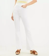 Button Front Fresh Cut High Rise Slim Flare Jeans White