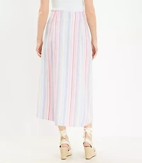 Striped Side Slit Midi Skirt