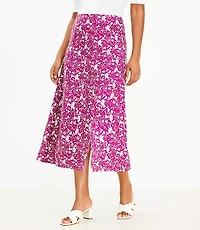 Floral Side Slit Midi Skirt
