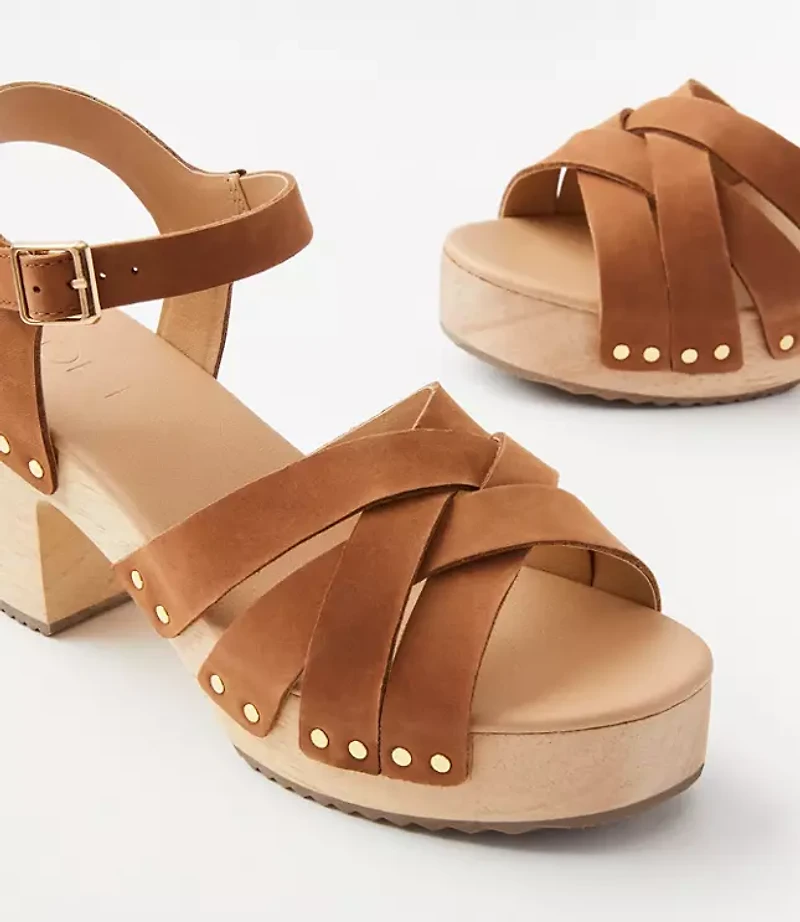 Strappy Leather Clog Sandals