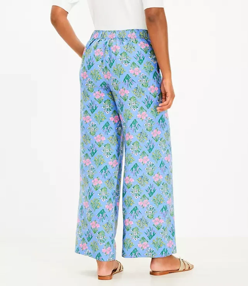 Tall Fluid Wide Leg Pants Bouquet Linen Blend