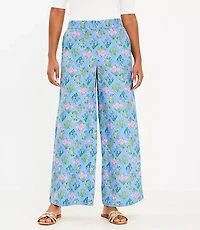 Tall Fluid Wide Leg Pants Bouquet Linen Blend