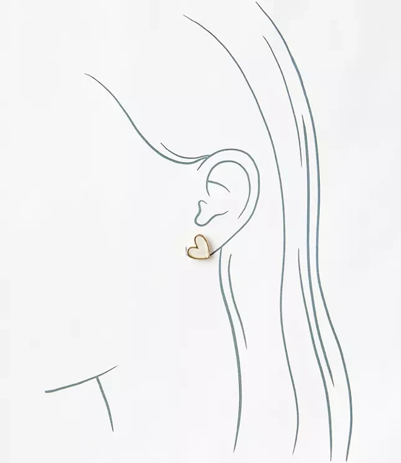 Mother of Pearl Heart Stud Earrings