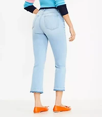 Curvy Let Down Hem High Rise Kick Crop Jeans Vivid Light Indigo Wash