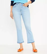 Curvy Let Down Hem High Rise Kick Crop Jeans Vivid Light Indigo Wash