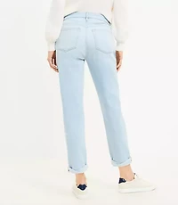 Curvy Destructed Girlfriend Jeans in Original Light Indigo Wash