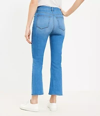 Tall Button Front High Rise Kick Crop Jeans in Bright Mid Indigo Wash