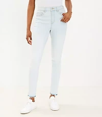 Unpicked Hem High Rise Skinny Jeans in Soft Washed Blue