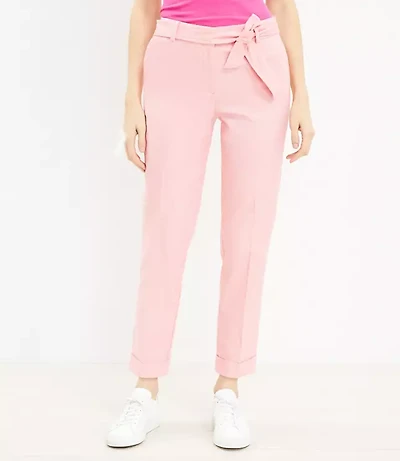 Curvy Devin Tie Waist Slim Pants Twill