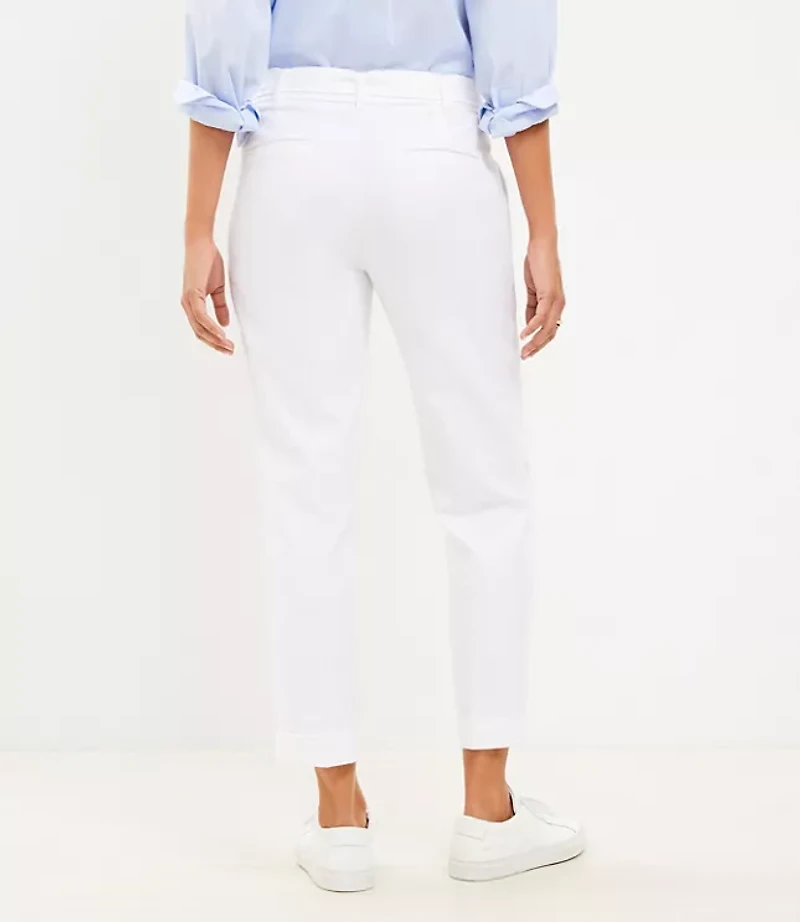 Curvy Devin Tie Waist Slim Pants Twill
