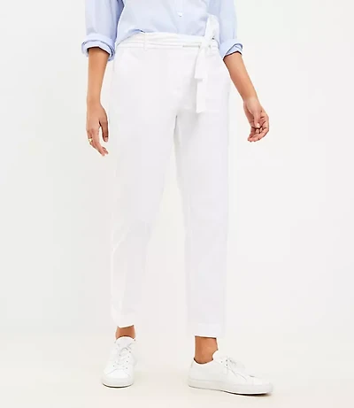 Curvy Devin Tie Waist Slim Pants Twill