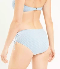 LOFT Beach Striped Seersucker Side Tie Shirred Bikini Bottom