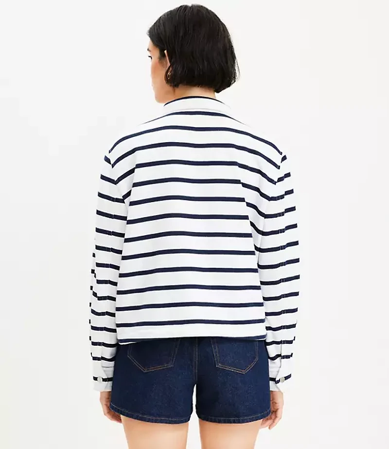Petite Striped Terry Patch Pocket Jacket