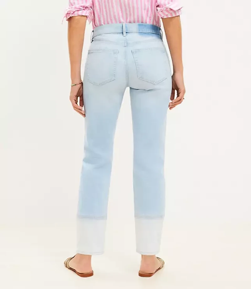 Curvy Girlfriend Jeans Patched Light Indigo Wash