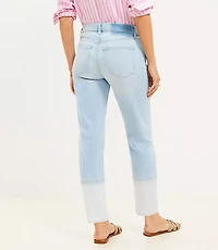 Petite Girlfriend Jeans Patched Light Indigo Wash