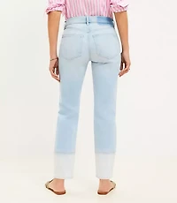 Petite Curvy Girlfriend Jeans Patched Light Indigo Wash