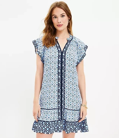 Petite Floral Flutter Swing Dress